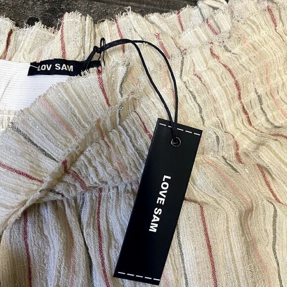 NEW ANTHROPOLOGIE LOVE SAM SZ S AZALEA OFF SHOULDER STRIPED PEASANT TOP $145 - Picture 4 of 6